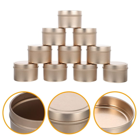 Hytrove 12pcs Metal Tin Small Jars with Lids for Gifting Golden