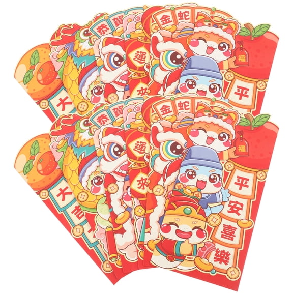 Hytrove 12Pcs Chinese New Year Red Envelopes Assorted Color with Traditional Blessing Designs