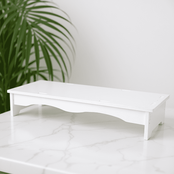 Hytrove White Plastic Monitor Stand Height Adjustable Desk Riser for Office