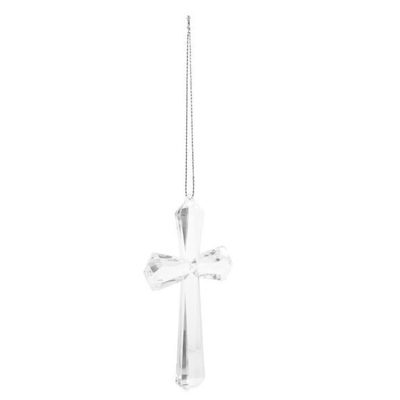 Hytrove 1Pack Crystal Cross Christmas Tree Ornaments Clear Acrylic for Home Decoration 4.13X2.56X0.59In