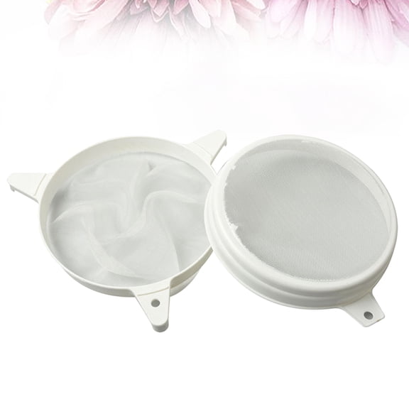 Hytrove Honey Strainer 1 Pack Double Sieve Beekeeping Tool White 6x9.4in Plastic Nylon Filter