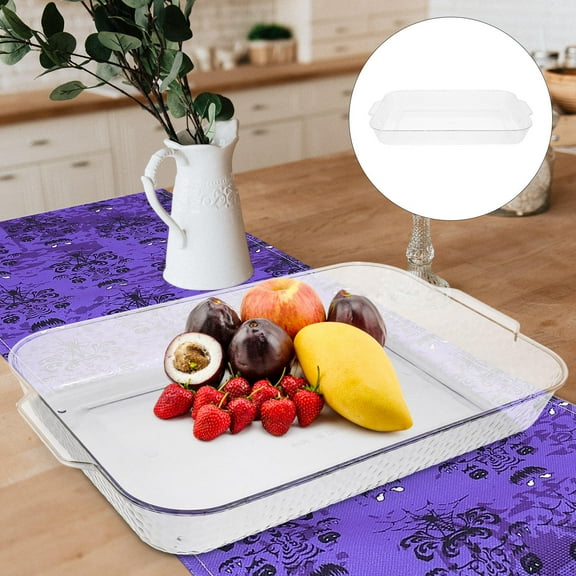 Hytrove Food Serving Dishes Rectangular Plastic Tray White 1Set 16.1X10.2X2.0In