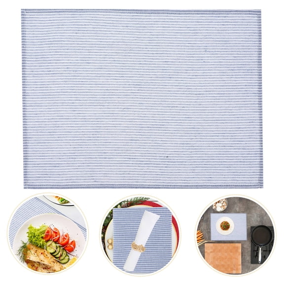 Hytrove Insulated Bowl Mats Cotton Placemat Blue Linen 1Pack