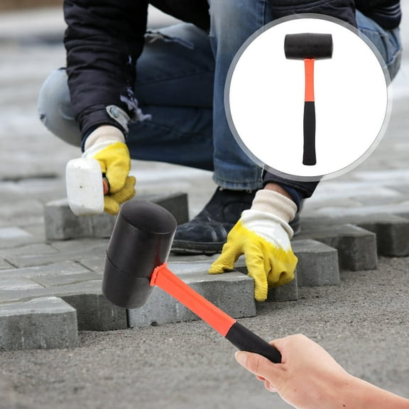 Hytrove 1Pack Small Rubber Mallet Hammer for Tile Installation Black