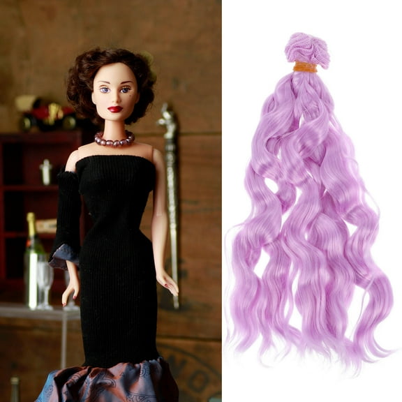 Hytrove 1Pack Wig For Dolls Lavender Curly For Versatile Styling And Diy Projects 13.4X2.4X0.4In