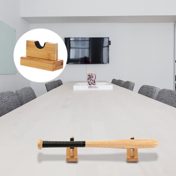 Hytrove 1Pair Wood Baseball Bat Holder Sturdy Durable Horizontal Display Rack Black