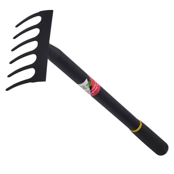 Hytrove 1Pc Heavy Duty Garden Rake with Steel Teeth Rubber Sleeve Handle for Efficient Soil Tilling