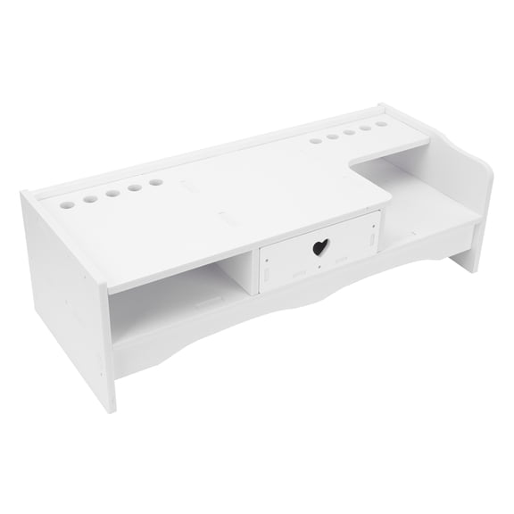 Hytrove Desk Organizer with Drawer White PVC Wood-Plastic Board for Home and Office