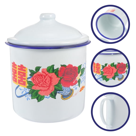 Hytrove 1Pc Enamel Water Cup Creative Vintage Design for Home Use