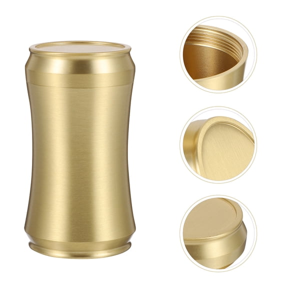Hytrove 1Pc Simple Golden Copper Tea Canister Practical Sealed Tea Leaf Storage Jar