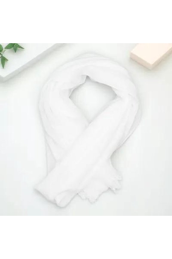 1Pc White Cotton Linen Shawl Quick Drying Sunscreen Scarf for Beach and Pool Parties