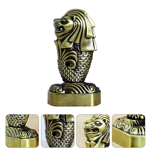 Hytrove 1Pc Golden Metal Merlion Model Ornament for Stylish Household Adornment