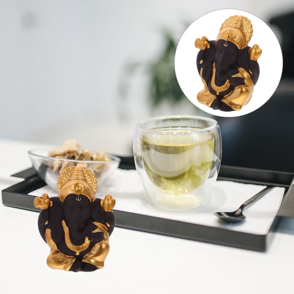 Hytrove 1Pcs Mini Statue Elephant Head Shape Purple Clay Sand Pottery Decorative Home Office Car Dashboard