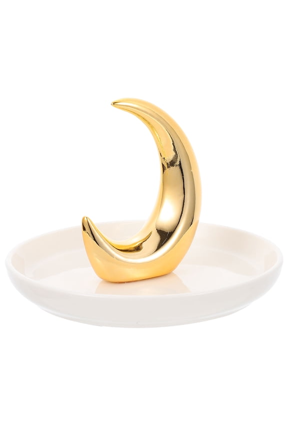 1Pcs Moon Shape Ceramic Engagement Ring Holder Dish for Special Events