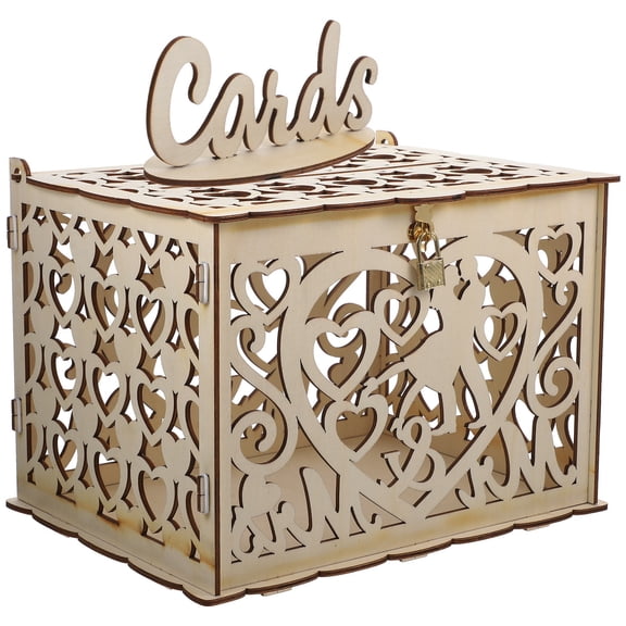 Hytrove Rustic Wedding Card Box Design Wood 1Pcs 11.8X9.0X8.7In