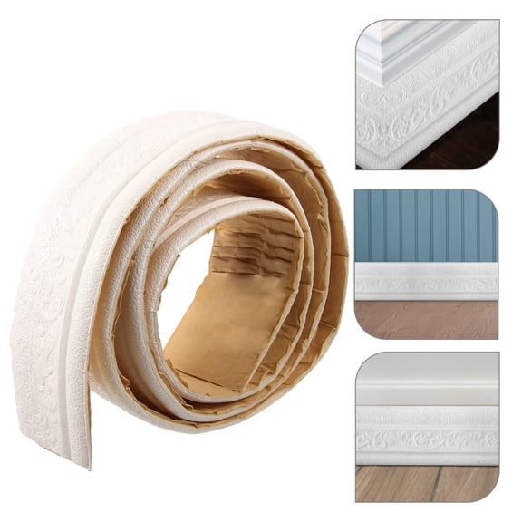 Hytrove 1Pcs White 3D Foam Xpe Foaming Material Wall Trim Sticker for Modern Simple Home Decoration 230x8cm