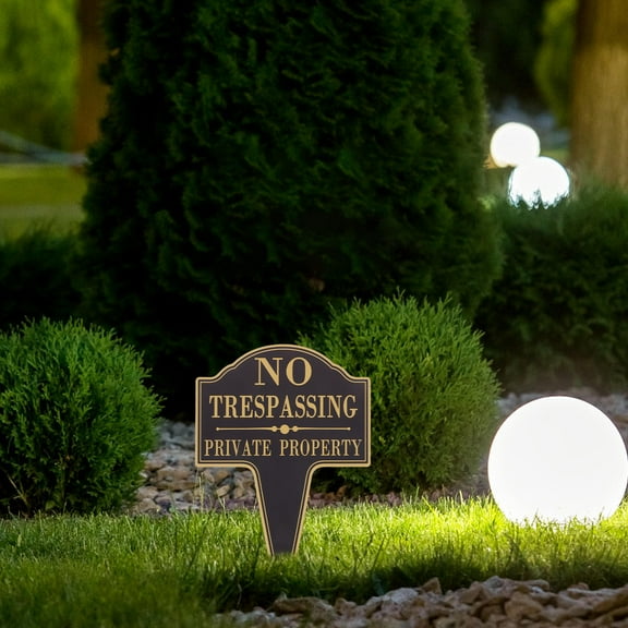 Hytrove 1Set Aluminum No Trespassing Sign Elegant Design for Property Security 13.6x9.6x0.04in