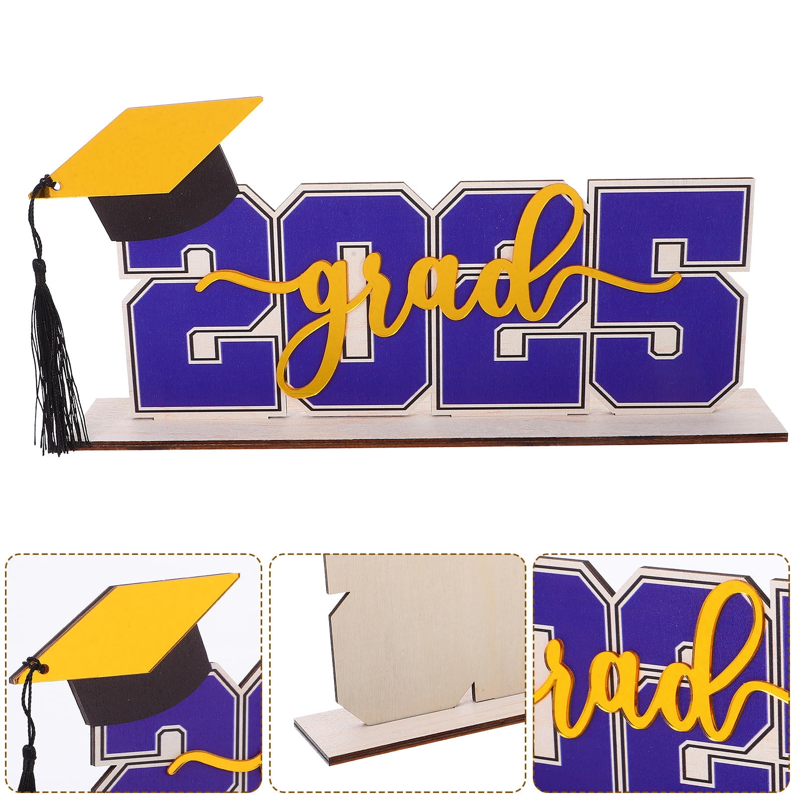 Hytrove 1Set Congratulations Graduation Wooden Sign Blue Rectangular ...