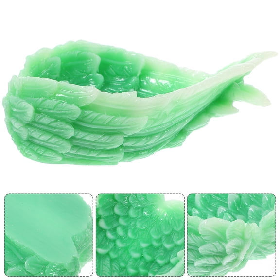 Hytrove 1Set Crystal Display Stand Wing Statue Shaped Green Color for Home Decoration