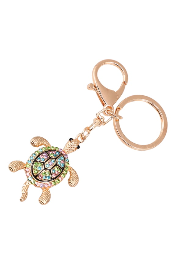 1Set Cute Key Chain Multi Colored Rhinestone Turtle Pendant For Women Youth Bag Pendant Keychain