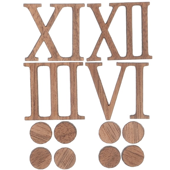 Hytrove Light Brown Wooden Roman Numeral Clock Numbers Kit, 1 Set Wall Clock Repair Replacement Parts for Craft Projects