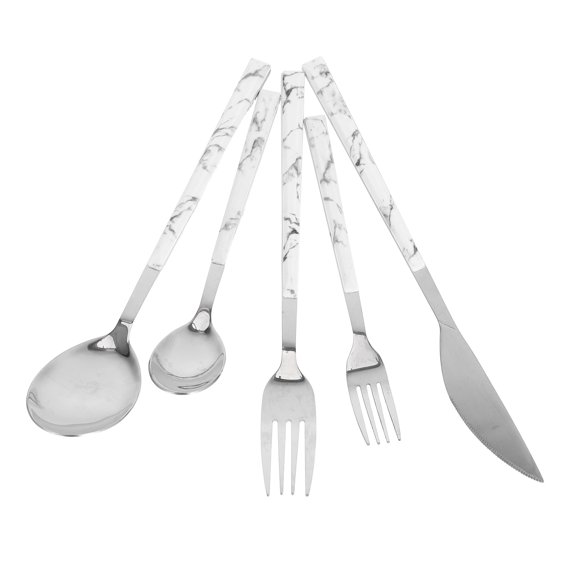 Hytrove Stainless Steel Cutlery Set with Marble Handle, Comfortable Grip Flatware for Home, Kitchen, and Restaurant Use