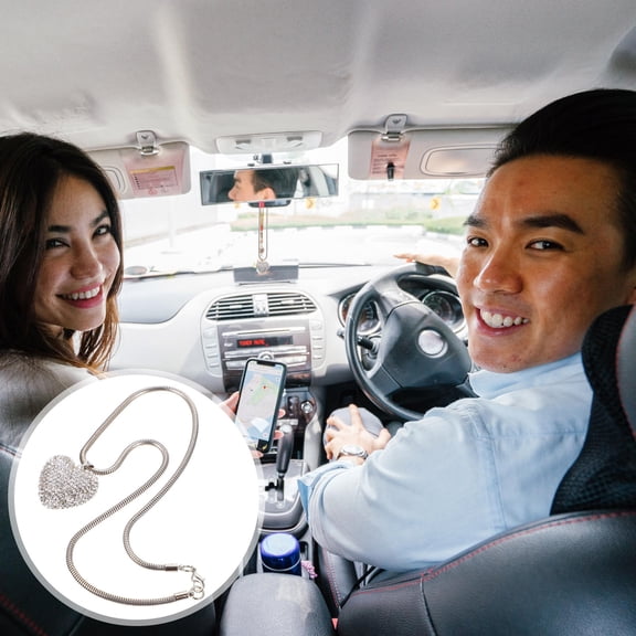 Hytrove 1pc Car Interior Accessories Decoration Heart Shaped Silver Pendant for Cars