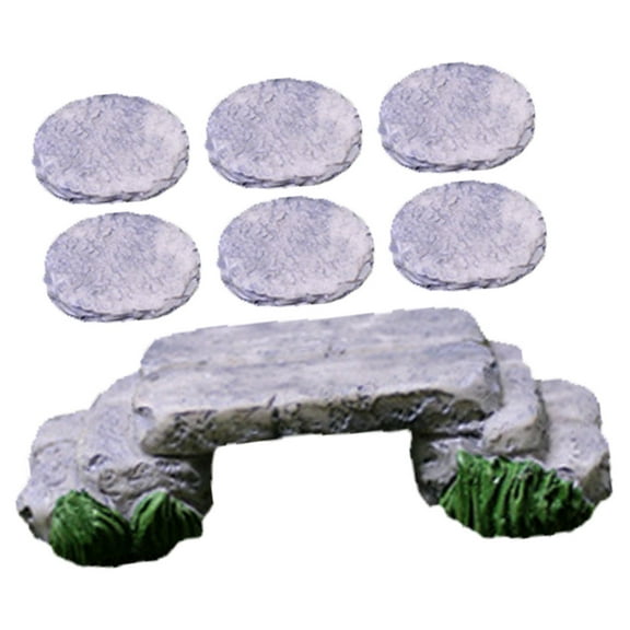 Hytrove 1set Miniature Garden Bridge Bridge Stepping Stones For Diy Fairy Garden Decor Creative Ornamentation