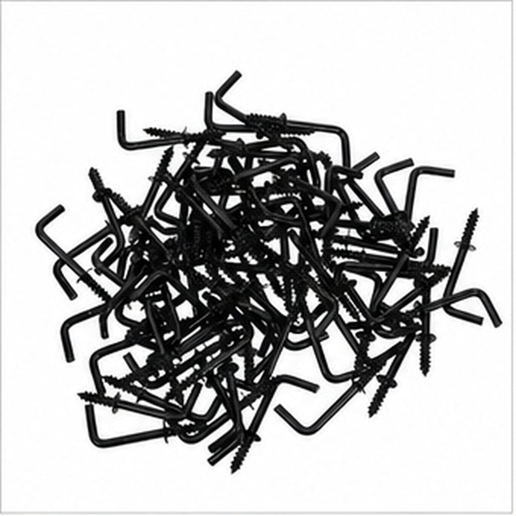 Hytrove 200Pcs Black L Shaped Screw Hooks for Home Efficient Self ...
