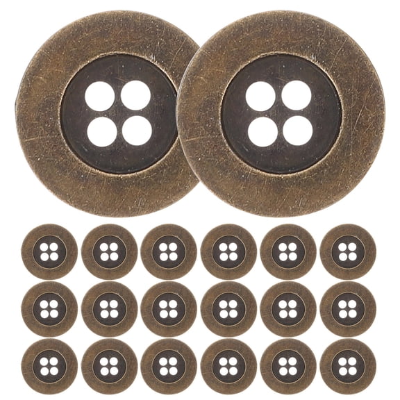 Hytrove 20Pcs Retro Style Buttons for Clothes Dark Brown Bronze Copper Circular Wide Edge for Crafting Ideas