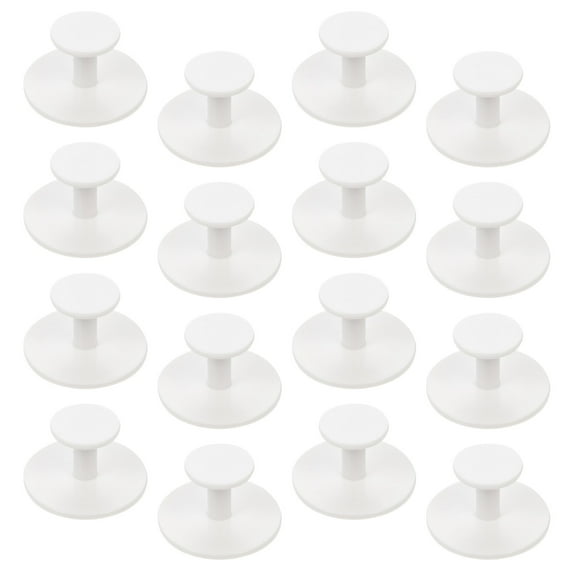Hytrove 20pcs Self Stick Closet Handles Flat White Plastic for Living Room Cabinet