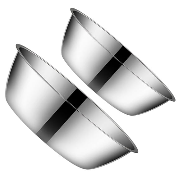 Hytrove 2-Pack Stainless Steel Kitchen Basins for Vegetables and Noodles, Round Mixing Bowls, Food Prep Containers