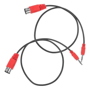 Hytrove 3.5mm to 5 Audio Cable Red Angled Rubber Cord for Pianos Keyboards and