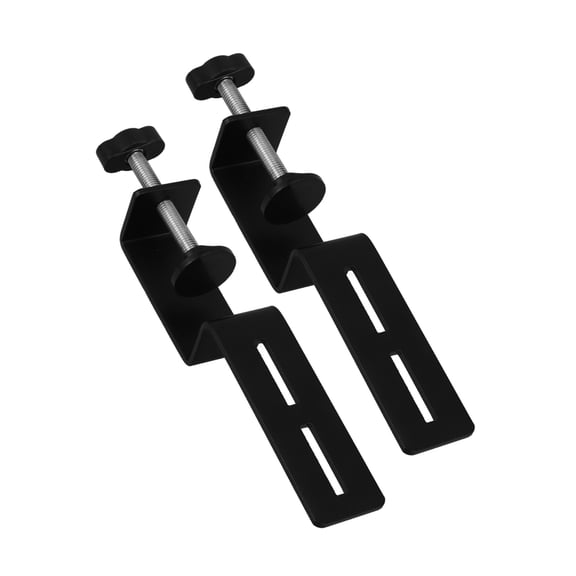 Hytrove 2Pcs Black Metal Painted C Clamp Desk Mounting Bracket Durable Carbon Steel for Home Office Workstation