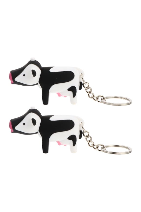 2-Pack Cartoon Cow Keychains ABS Key Holders Cute Kids Accessories