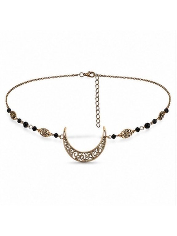 2Pcs Chic Bohemian Head Chain with Hollow Moon and Crystal Design for Special Occasions