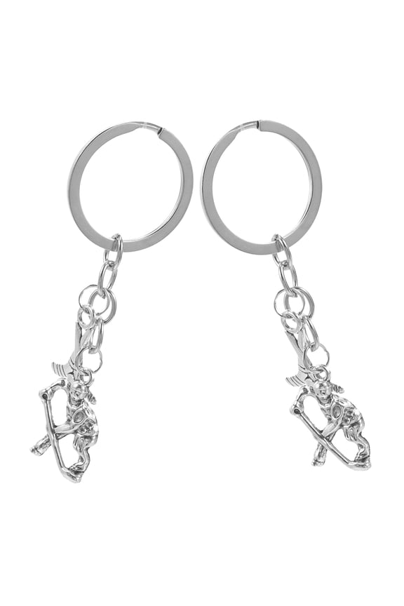 2-Pack Plated Hockey Keychains with Puck Design, Zinc Alloy Backpack Charms for Sports Fans