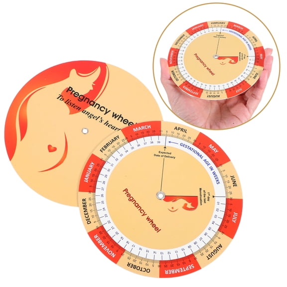 Hytrove 2Pcs Pregnancy Record Wheel with Fetal Growth Chart and Convenient Tracking Tool
