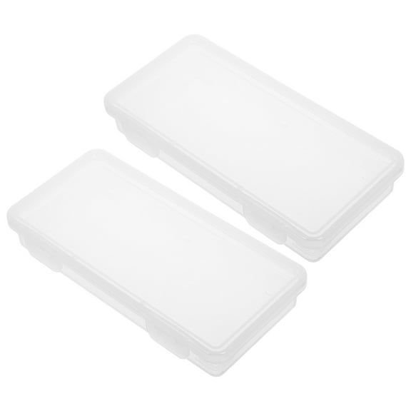 Hytrove 2Pcs Saving Box Coin Storage Box Transparent Plastic For Office Desk Cash Organization 11.8X3.65X1.18in