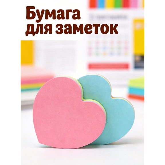 Hytrove Assorted Color Heart Shaped Post Pads Self Adhesive for Desk and Calendar 2Pcs