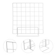 Hytrove 2-Pack White Wire Grid Display Stands for Desktop Photo Frames and Art Exhibits, Versatile and