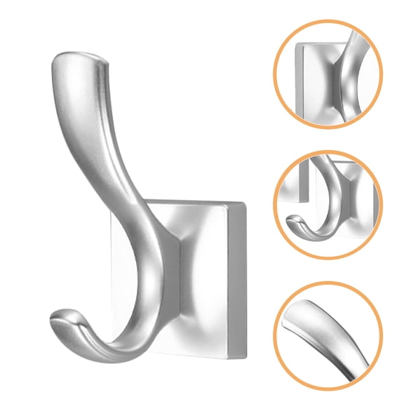 Hytrove 2Pcs Wall Hanging Hooks Metal Hooks for Coats Space Saving Organizer Silver Aluminium Alloy 11.8X2In