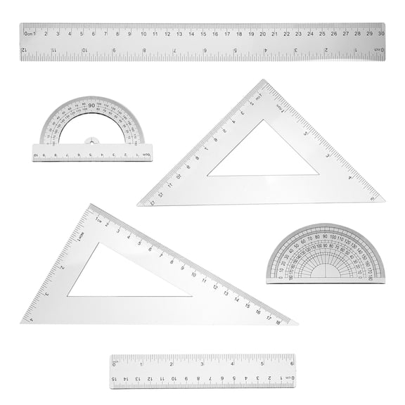 Hytrove 2Sets Plastic Protractor and Triangle Ruler Set Professional Drawing Measurement Tool