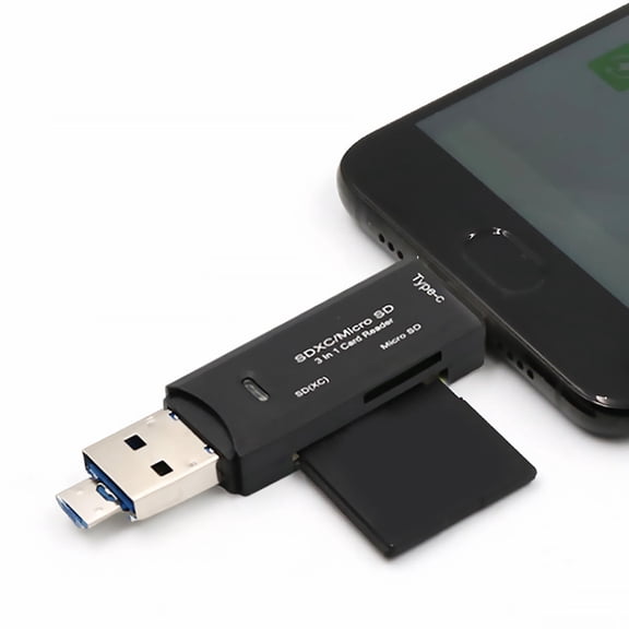 Hytrove 3 in 1 Usb C Card Reader Black 1Pack for and on The Go Use