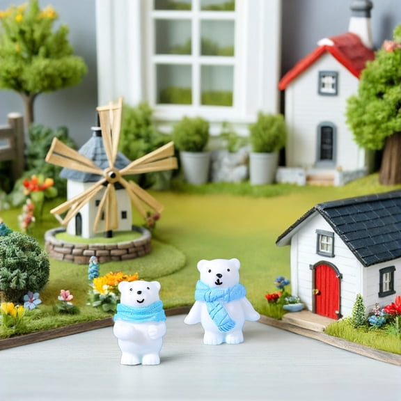 Hytrove 32-Piece Small Realistic Bear Resin Figurines Set for Indoor Decor, Desktop Display, and Accessories