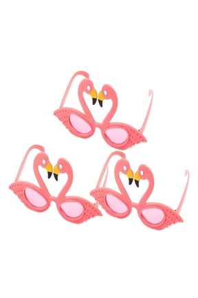 3-Piece Flamingo Party Sunglasses Set Plastic Eyewear for Carnivals and Festivals