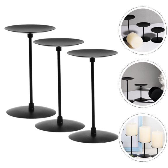 Hytrove 3Pcs Vintage Iron Candle Stand for Retro Candlestick 10x9cm