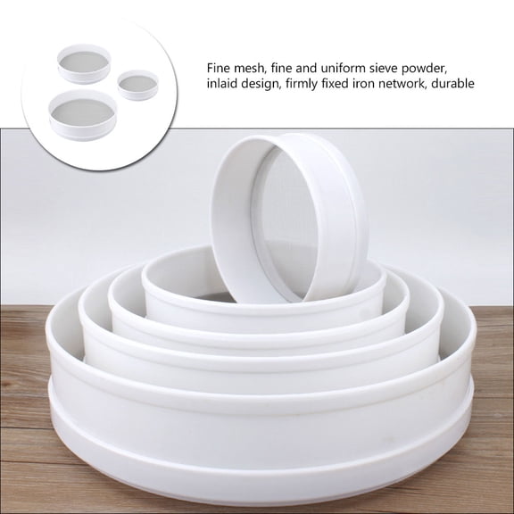 Hytrove 3-Piece Round Flour Sifters Set White Iron Baking Tools for Cooking and Home Bakers