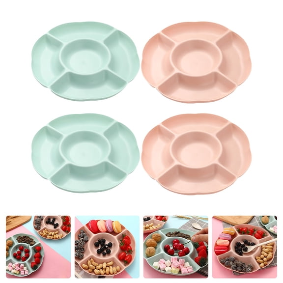 Hytrove 4-Piece Nut Tray with Multi-Grid Food Compartments, PP Material, Ideal for Family Use, Green