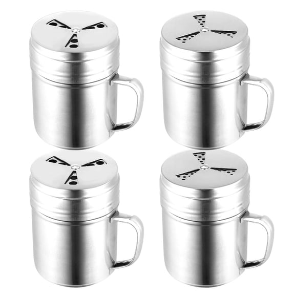 Hytrove Rustless Stainless Steel Condiment Containers, Plated Silver Multipurpose Pepper Pots 4Pcs